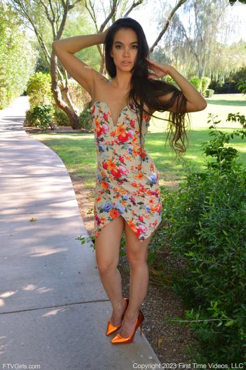 Angelina in Ftv Girls set Floral Dress & Heels