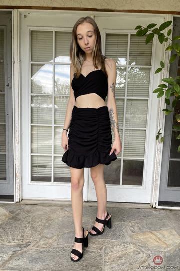 Breezy Bri in ATK Petites set BTS Black Dress