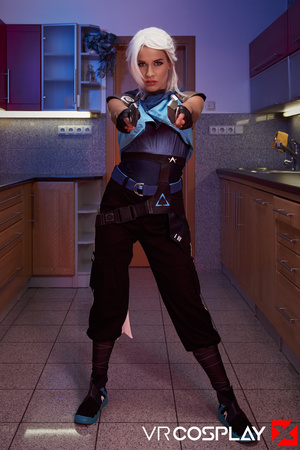 Eveline Dellai in VR Cosplay X set Valorant Jett