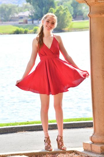 Myra in Ftv Girls set Red Dress Upskirt